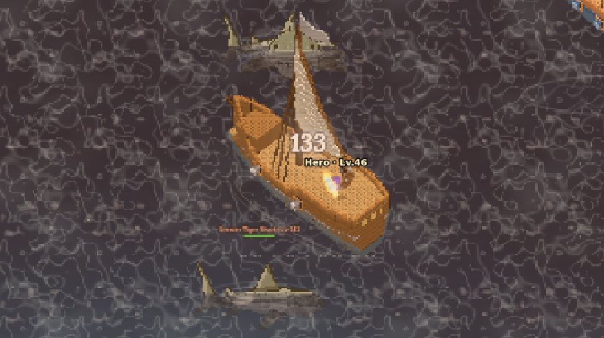 Tier 2 Sloop fighting sea monsters