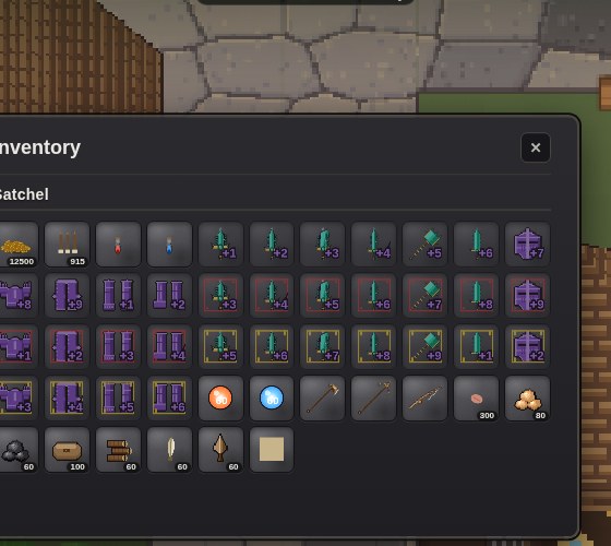 Inventory satchel full of gear and materials